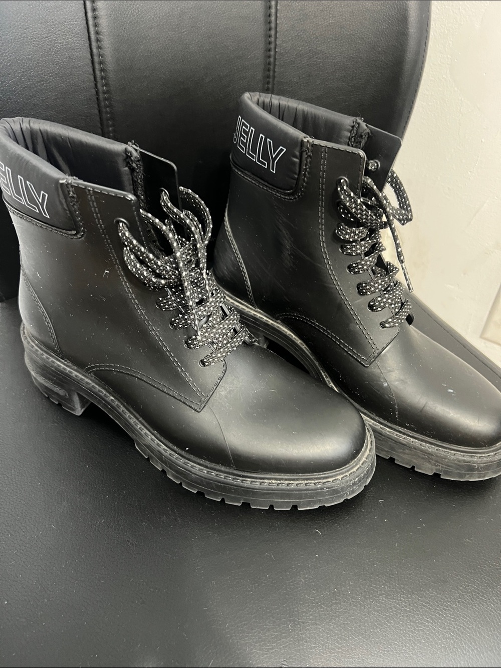 Jelly Black Lace-Up Women's Combat Boots